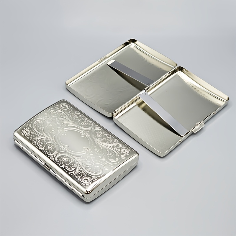 Wallets - กล่องบุหรี่โลหะสไตล์วินเทจ – กล่องบุหรี่แบบพกพาสำหรับผู้ชาย เหมาะสำหรับบุหรี่ขนาด 12 x